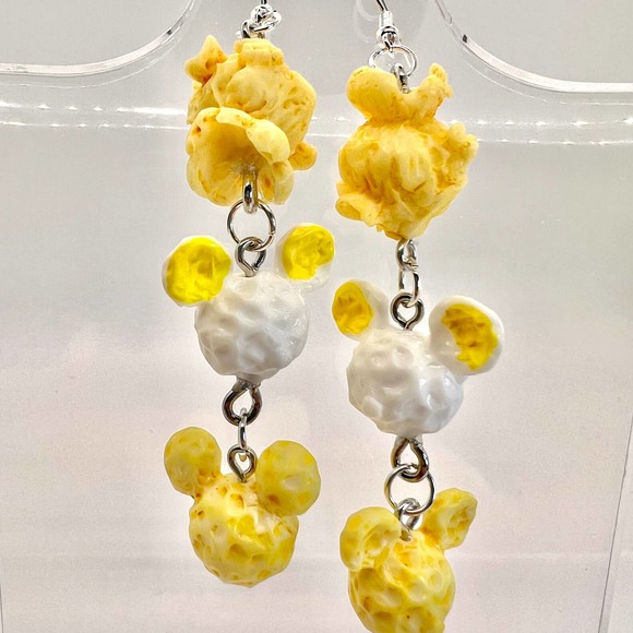 Mickey Popcorn Chain Earrings - Mickey Mouse Earrings - Popcorn Earrings - Picture 2 of 11
